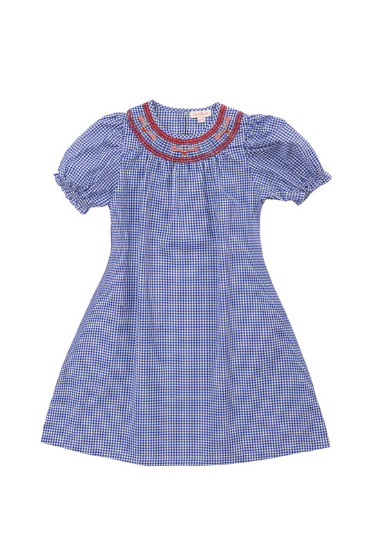 Mini Martha Dress in Blue Gingham