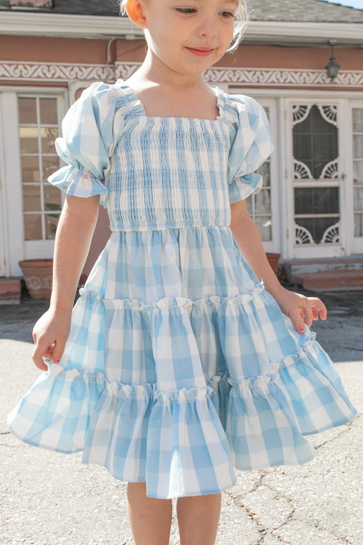 Mini Mia Gingham Dress in Blue