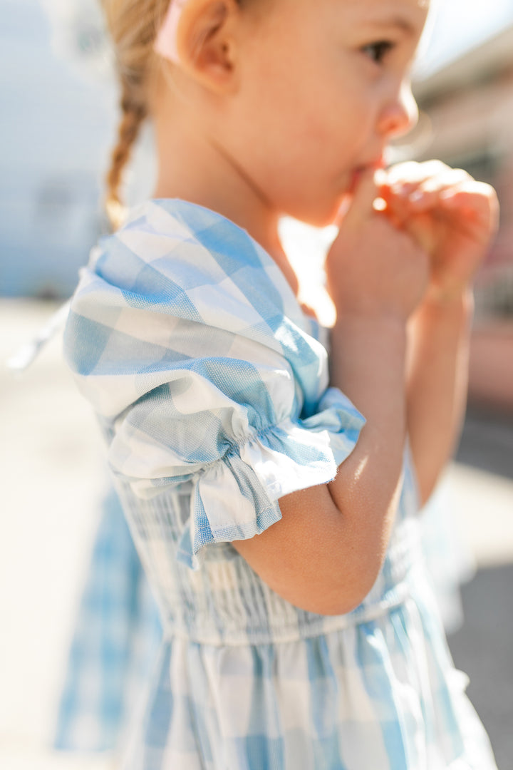Mini Mia Gingham Dress in Blue