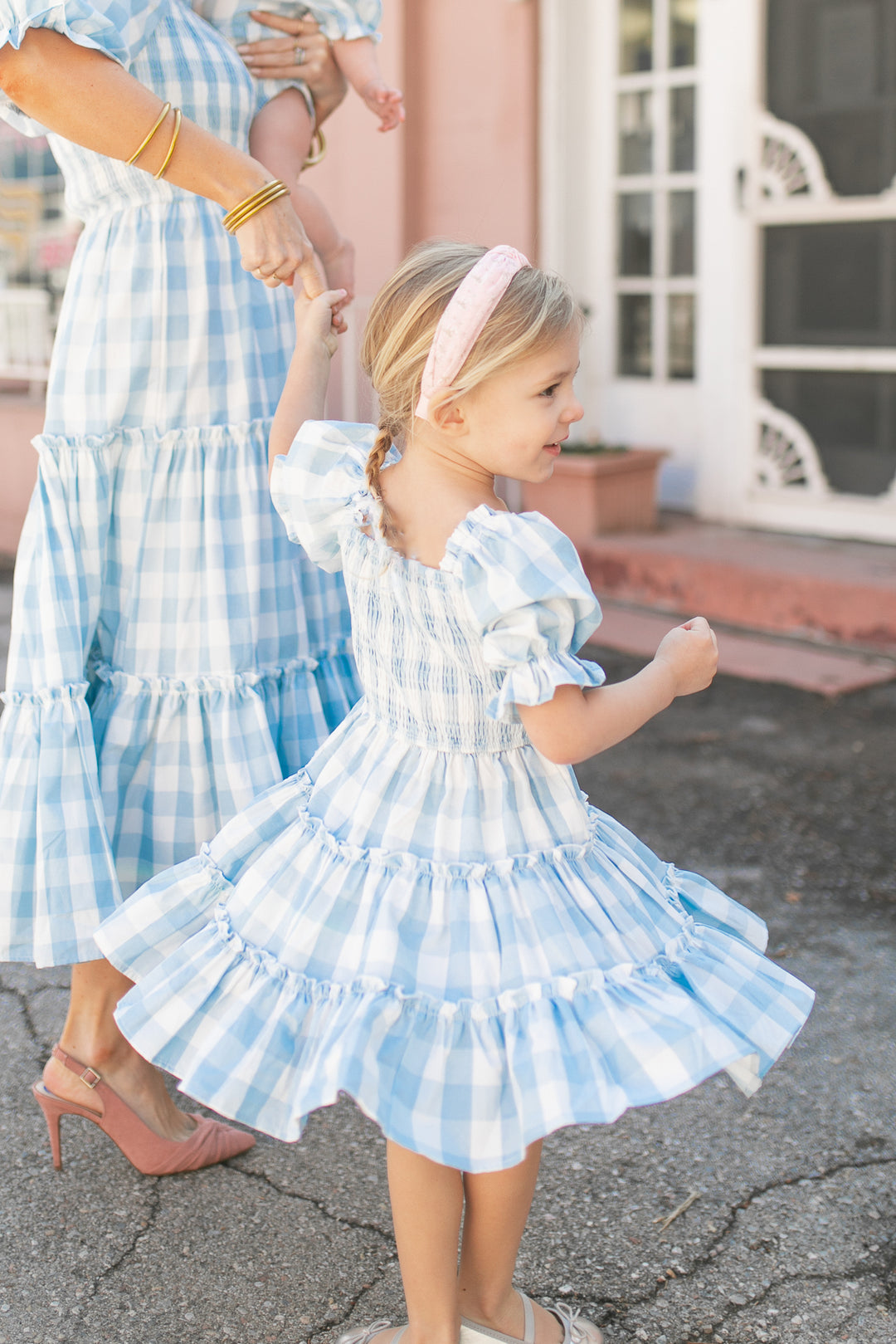 Mini Mia Gingham Dress in Blue