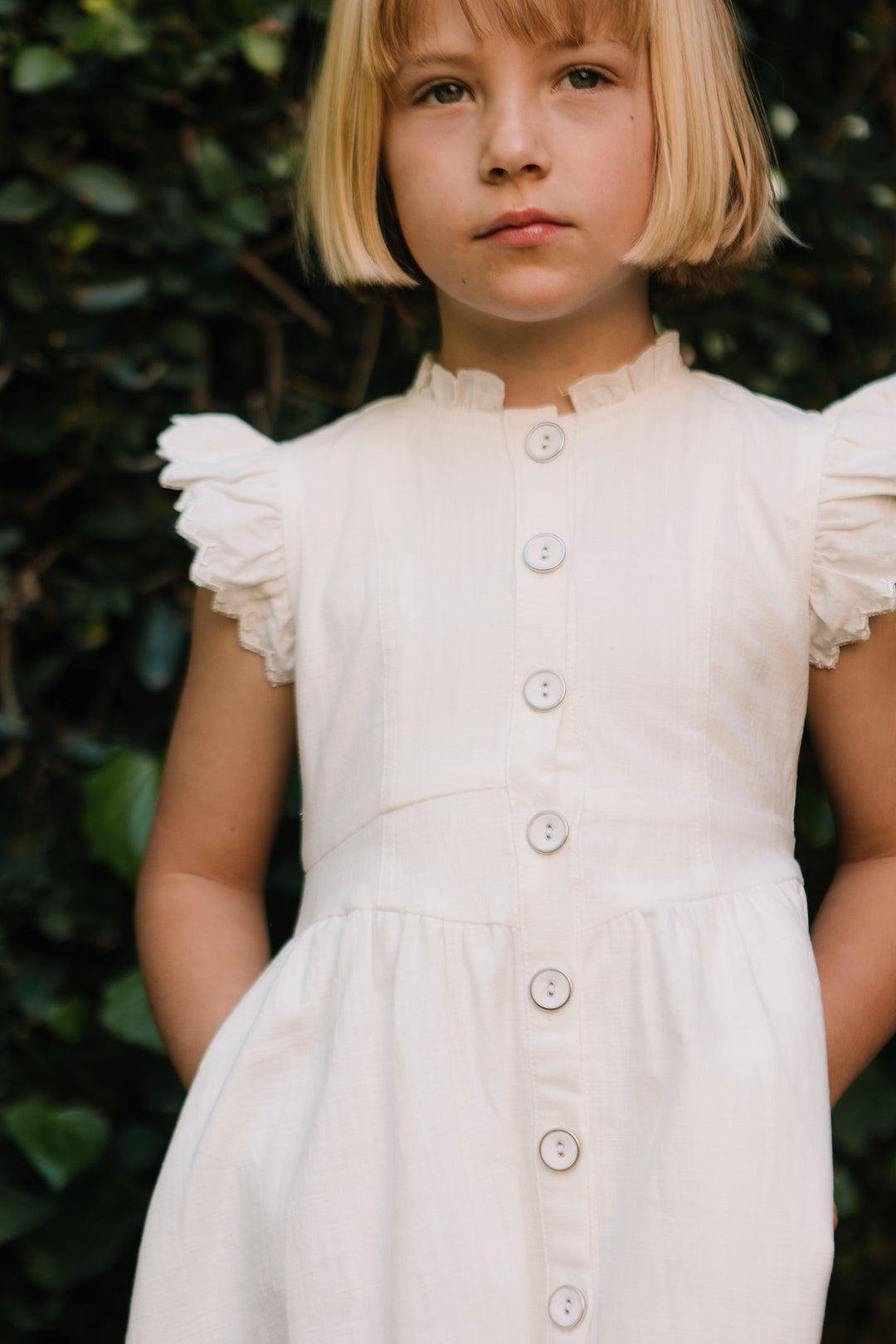 Mini Nelly Dress in White Denim