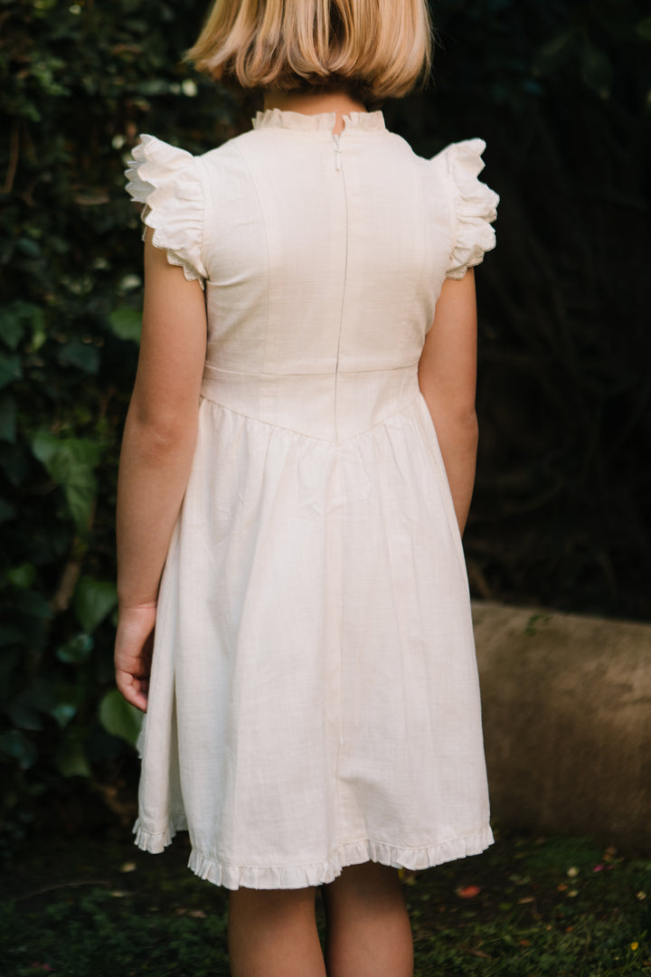 Mini Nelly Dress in White Denim
