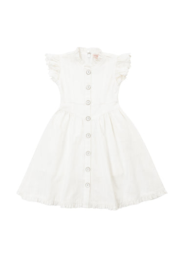Mini Nelly Dress in White Denim