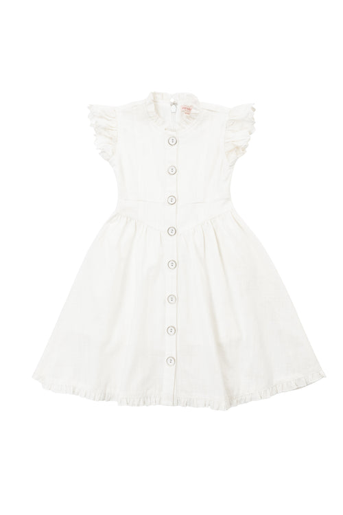 Mini Nelly Dress in White Denim