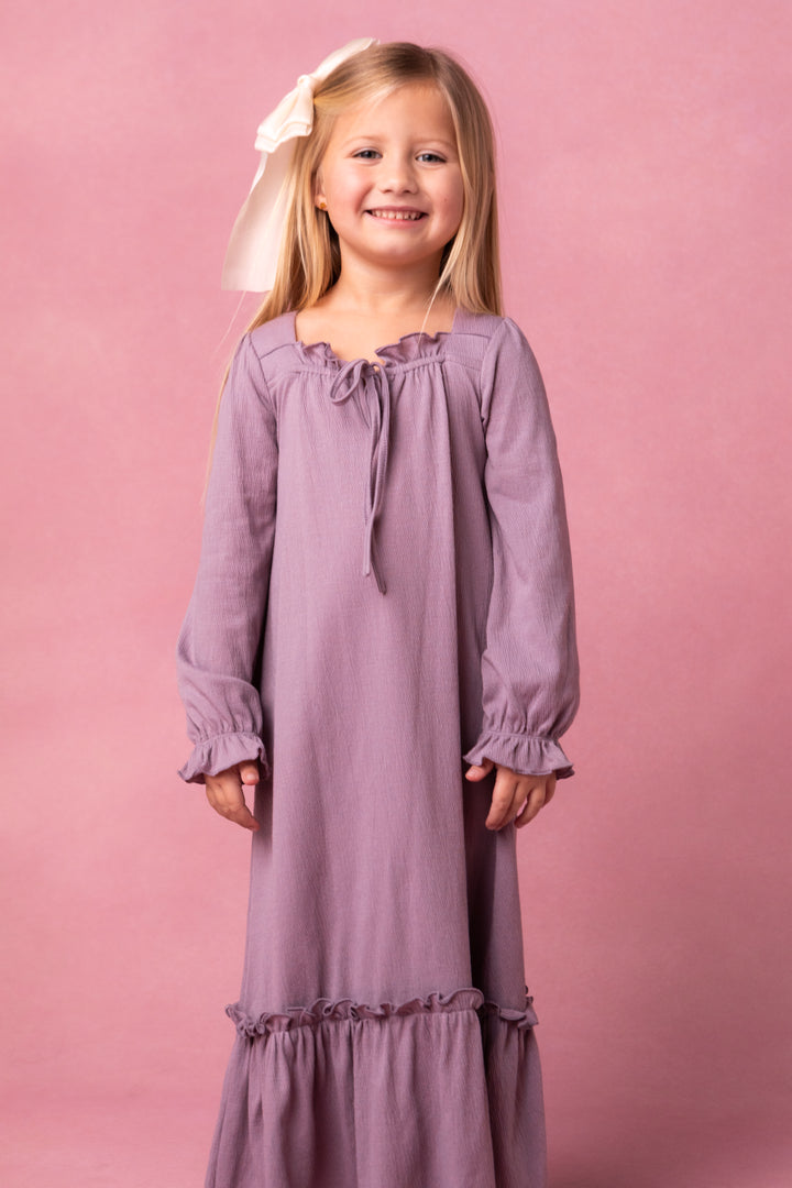 Mini Petra Long Sleeve Night Dress in Purple