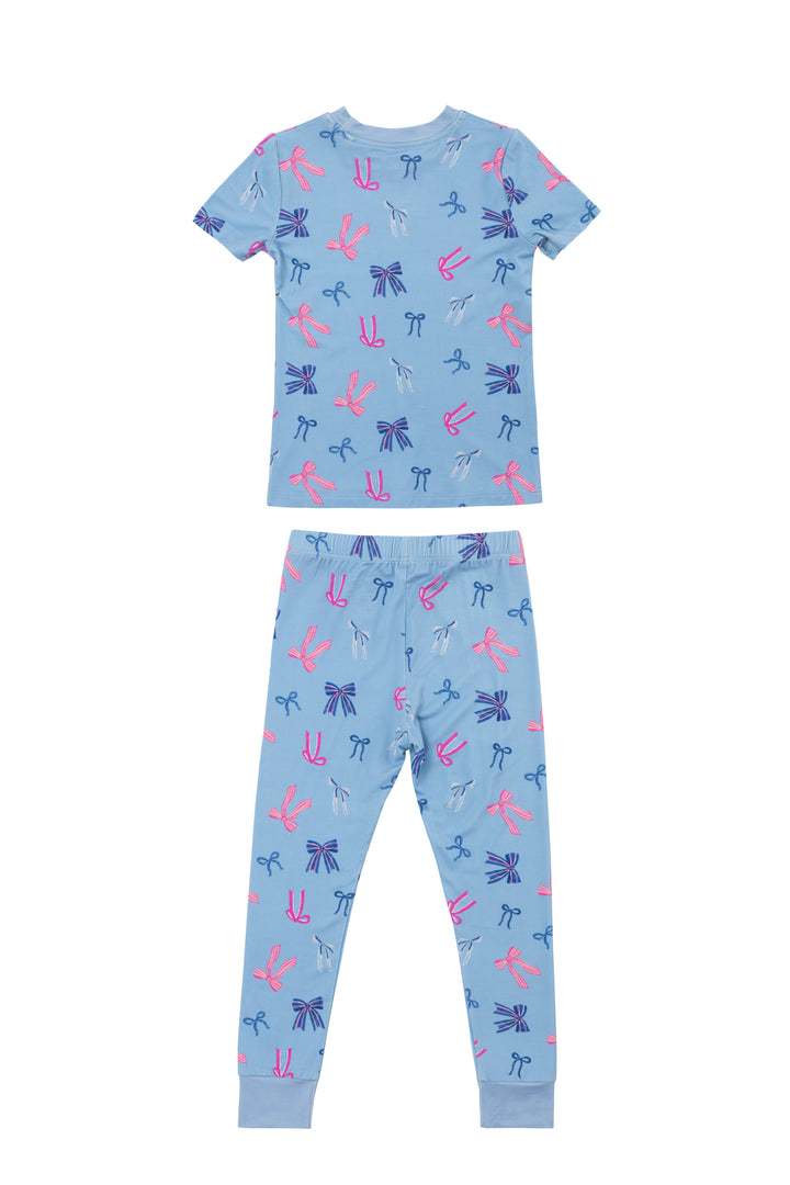 Mini Ozzy Pajama Set in Blue Bows