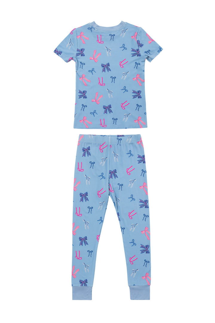 Mini Ozzy Pajama Set in Blue Bows