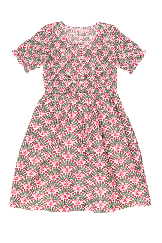 Floral patterned dress on a white background