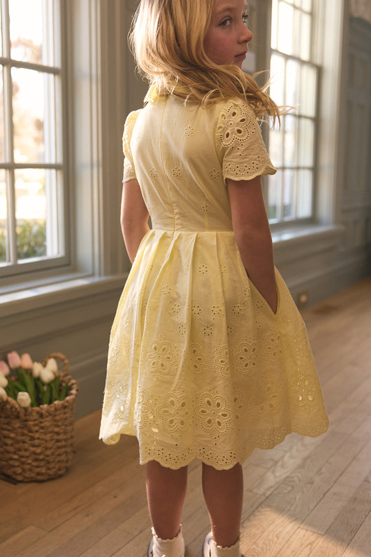 Mini Penny Dress in Butter Yellow Eyelet
