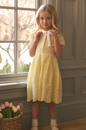 Mini Penny Dress in Butter Yellow Eyelet
