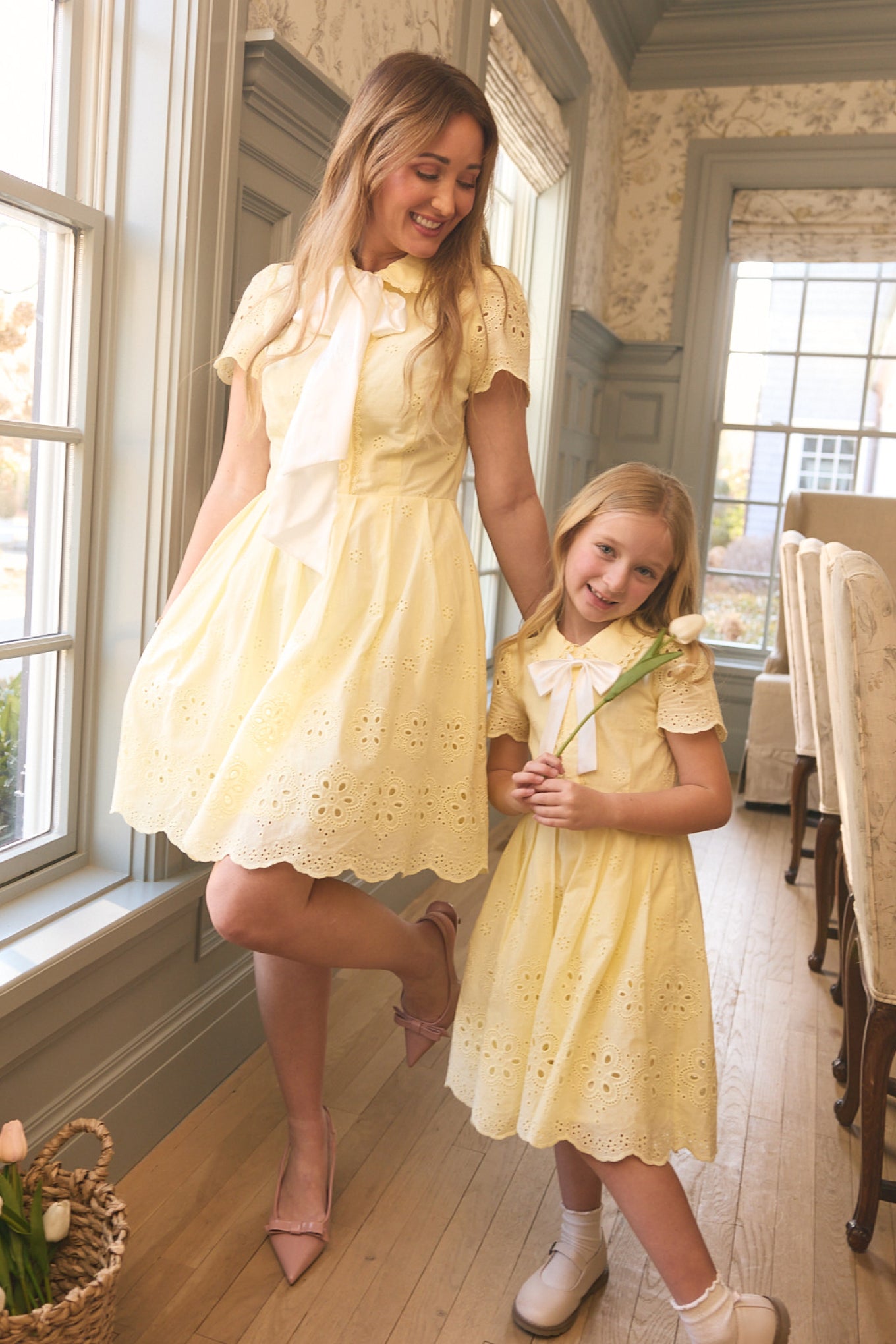 Mini Penny Dress in Butter Yellow Eyelet