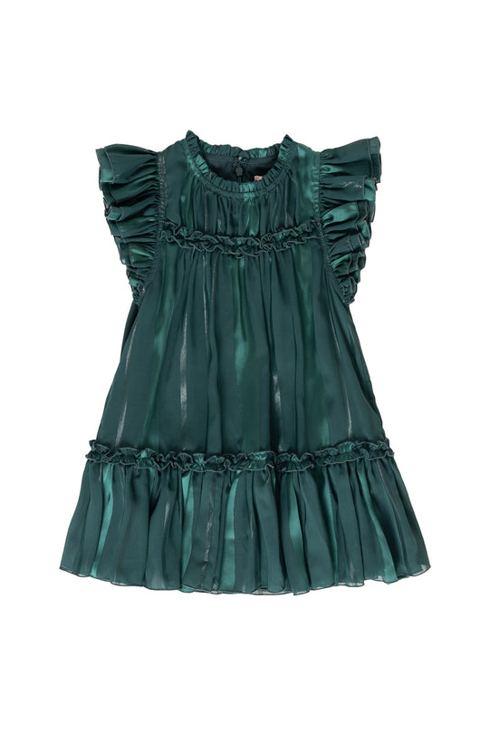 green dress against a white background