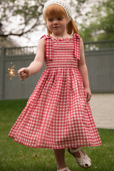 Mini Rayna Dress in Red Gingham 3T