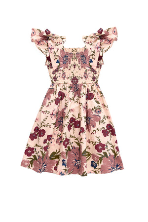 Floral dress with floral design on a white background
