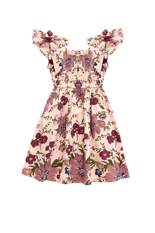 Floral dress with floral design on a white background