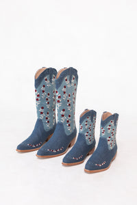 Mini Rosemary Cowgirls Boots in Denim