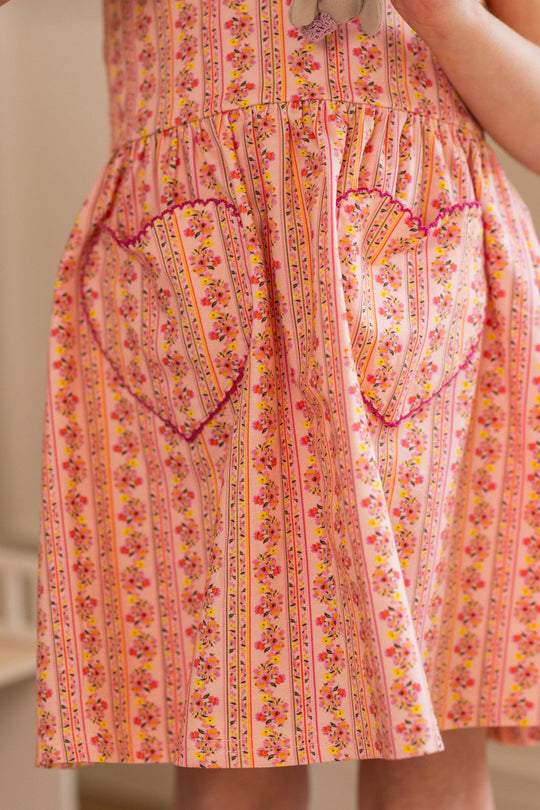 Mini Rue Play Dress in Handpainted Flora Stripe