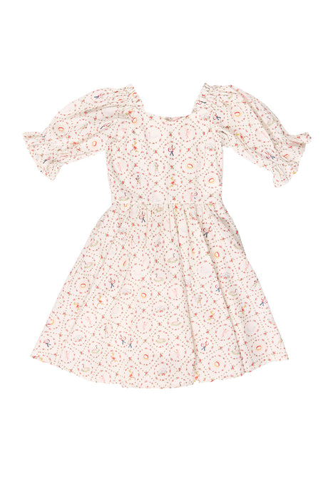 Floral dress with short sleeves on a white background