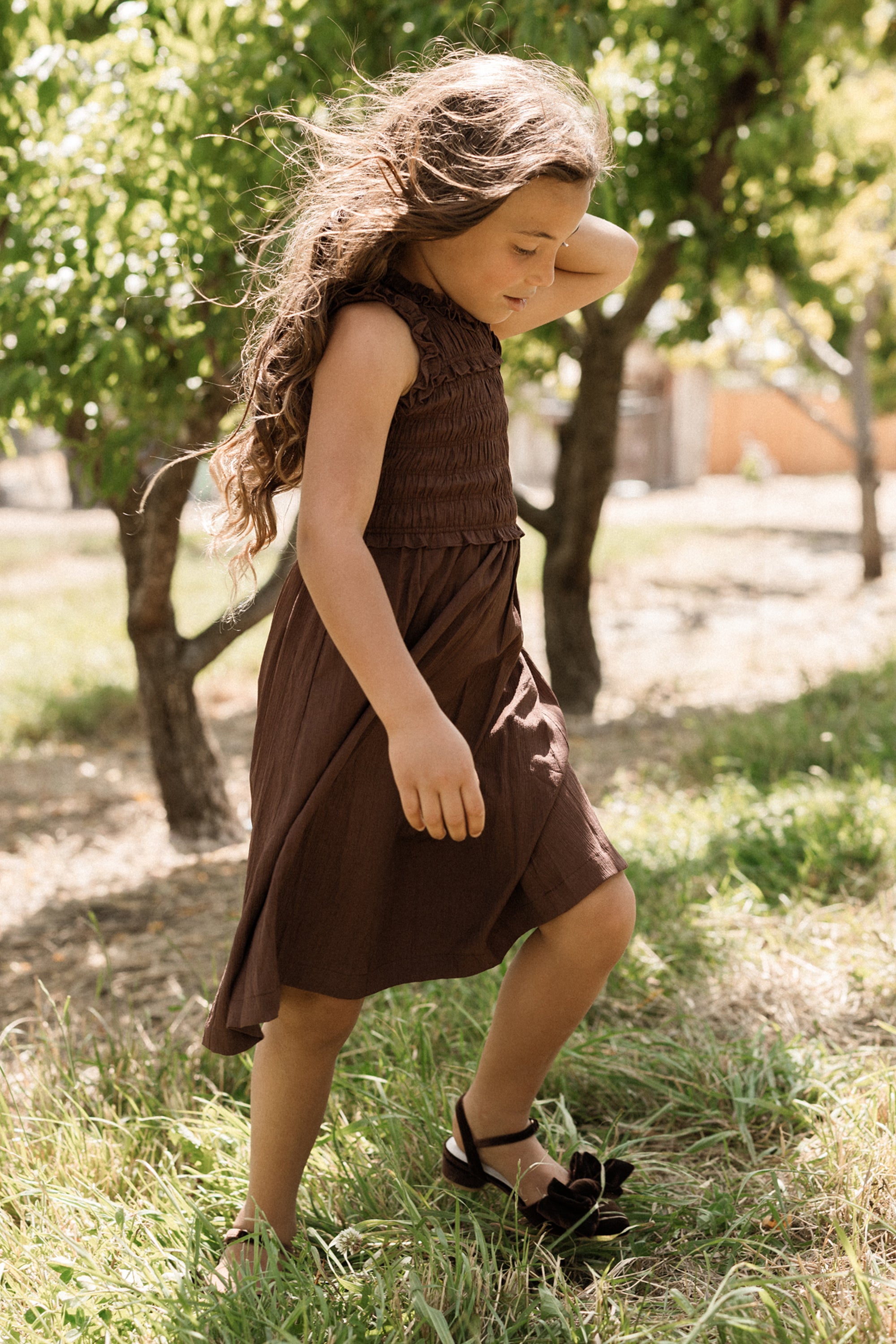 Teen Simone Dress in Warm Cocoa