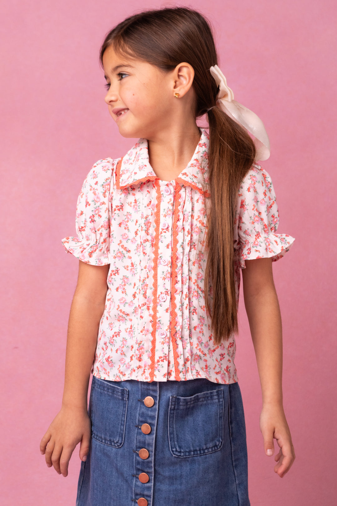 Mini Sophia Blouse in Coral Floral - FINAL SALE