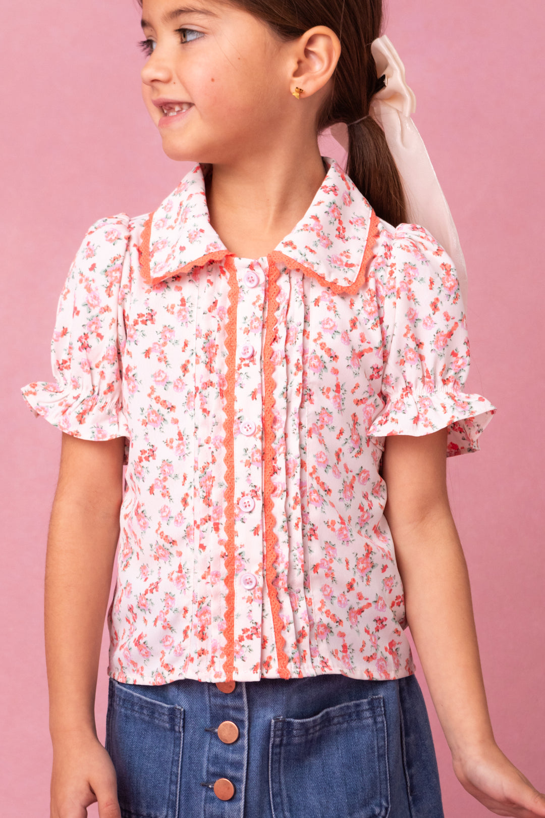 Mini Sophia Blouse in Coral Floral - FINAL SALE