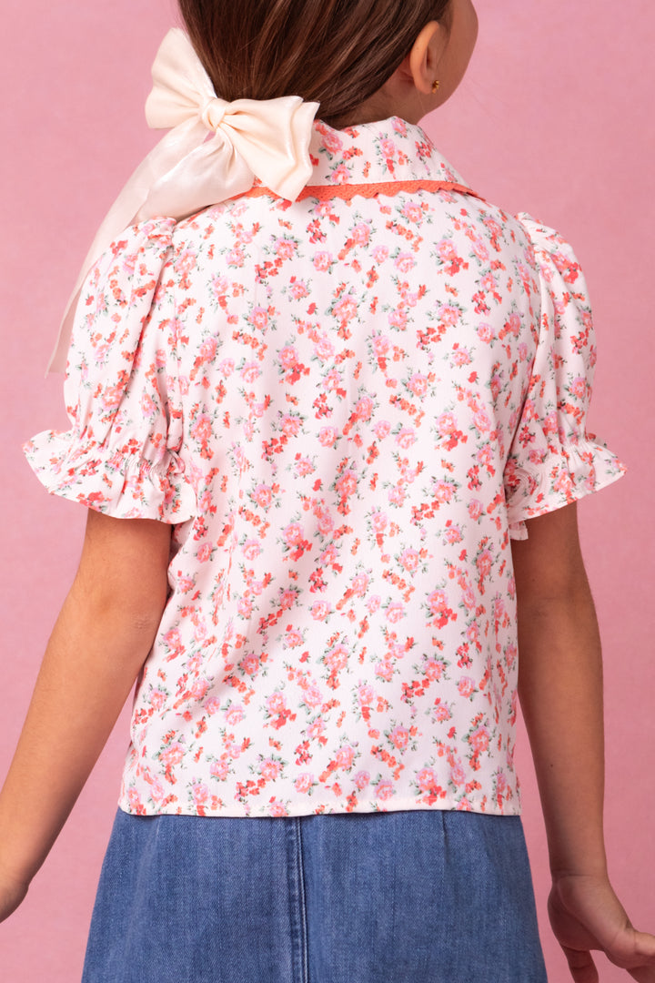 Mini Sophia Blouse in Coral Floral - FINAL SALE