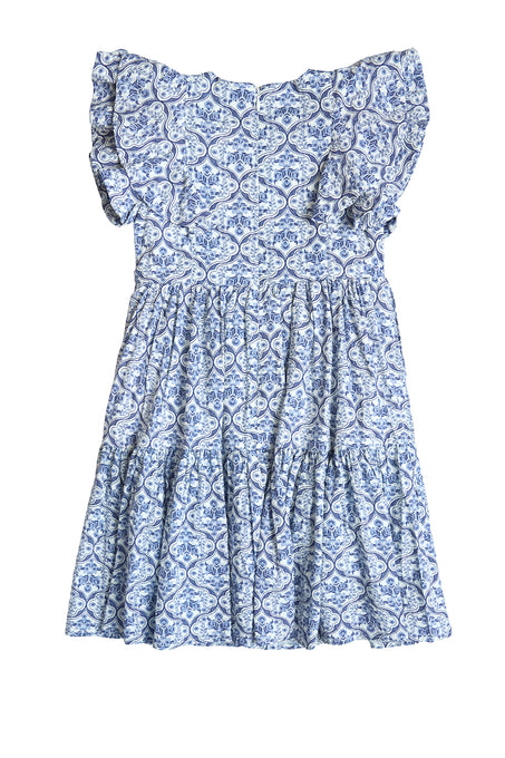 Mini Trixie Dress in Blue Moroccan Tile
