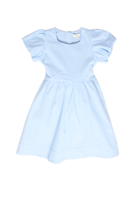 blue dress against a white background