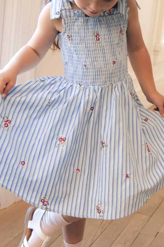 Mini Bluebell Dress in Blue & White Stripes