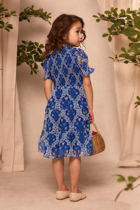 Mini Cordelia Dress in Trellis Foulard 2T Mini Cordelia Dress in Trellis Foulard 2T