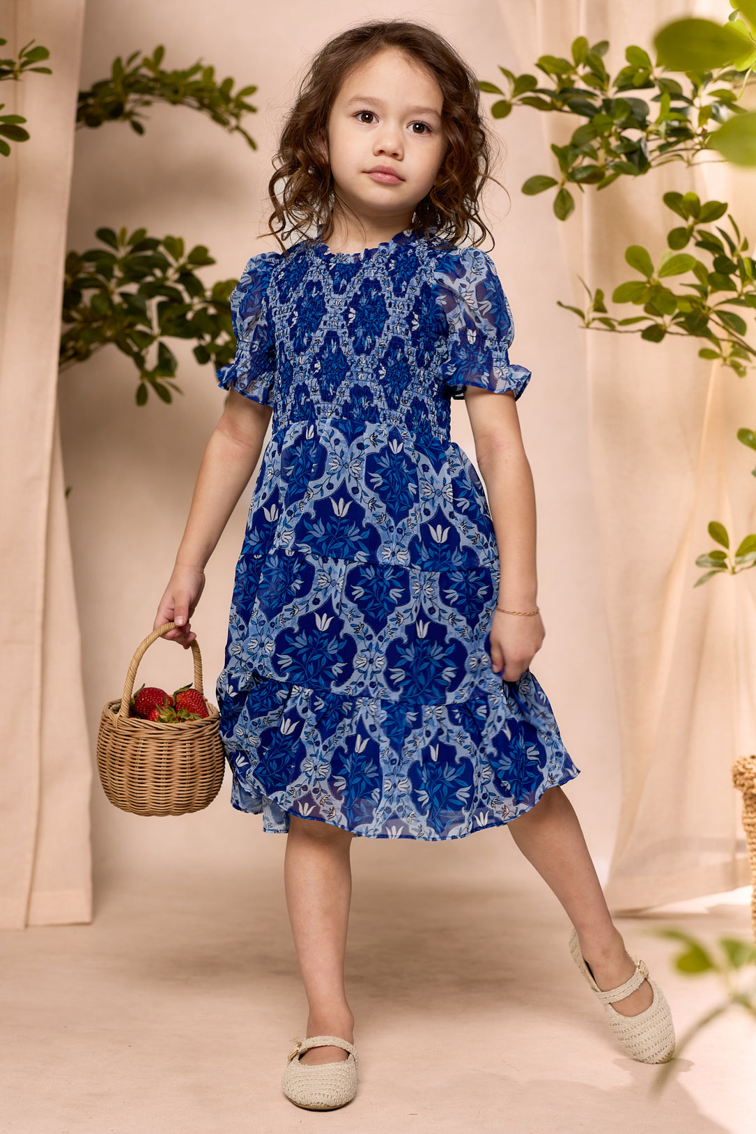 Mini Cordelia Dress in Trellis Foulard 2T Mini Cordelia Dress in Trellis Foulard 2T