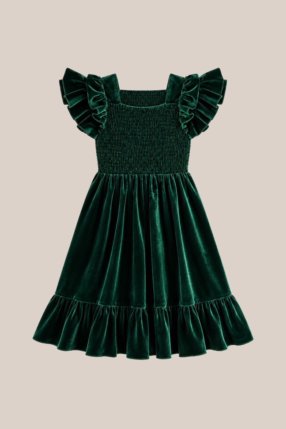 Mini Hattie Dress in Emerald Velvet