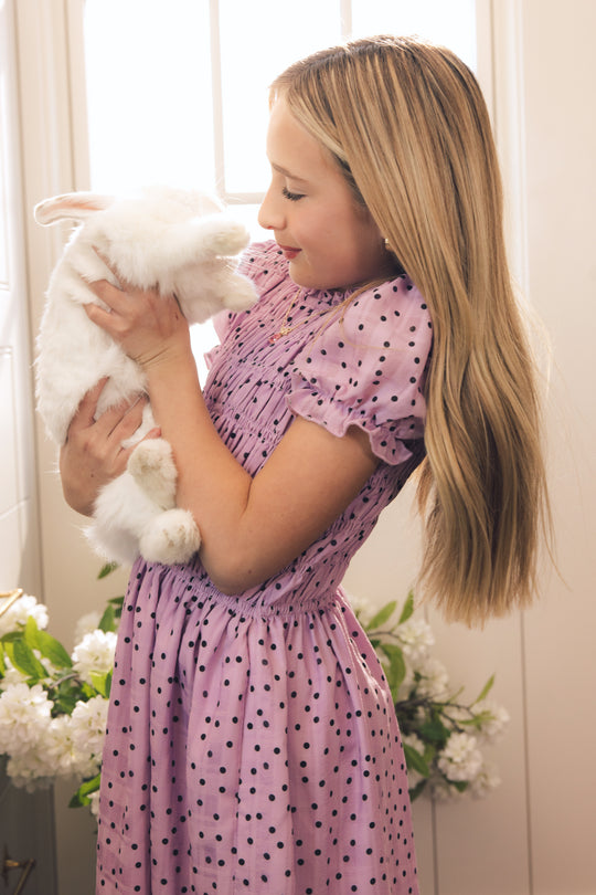 Mini Marcell Dress in Purple Polka Dot