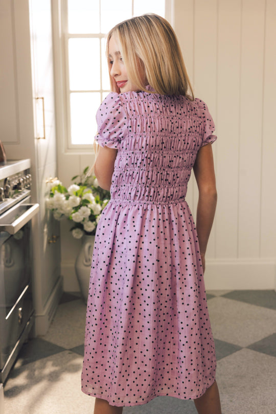 Mini Marcell Dress in Purple Polka Dot