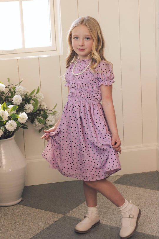 Mini Marcell Dress in Purple Polka Dot