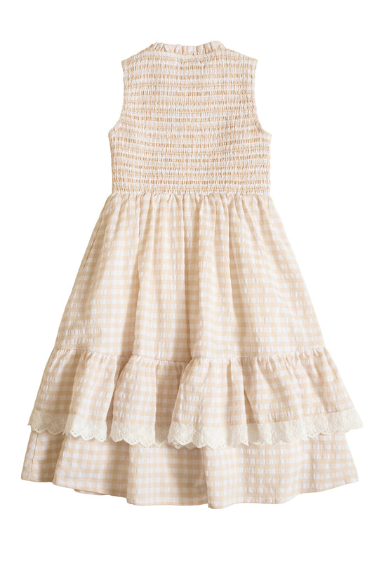 Mini Presley Sleeveless Dress in Cream Gingham-9
