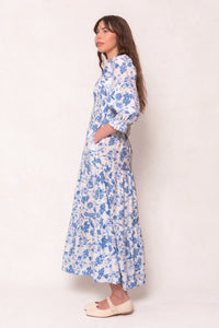 Madeline Maxi Dress in Indigo Floral