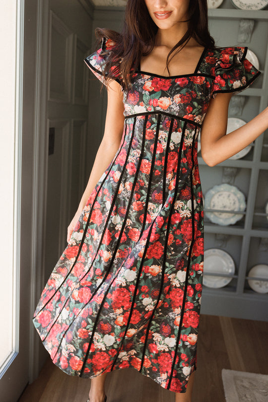 Mitzi Dress in Night Garden Roses