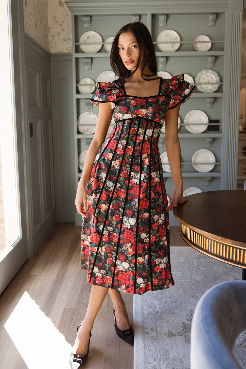 Mitzi Dress in Night Garden Roses