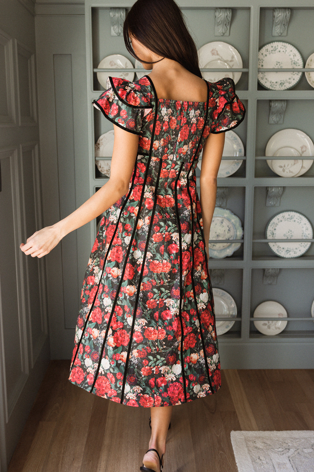 Mitzi Dress in Night Garden Roses