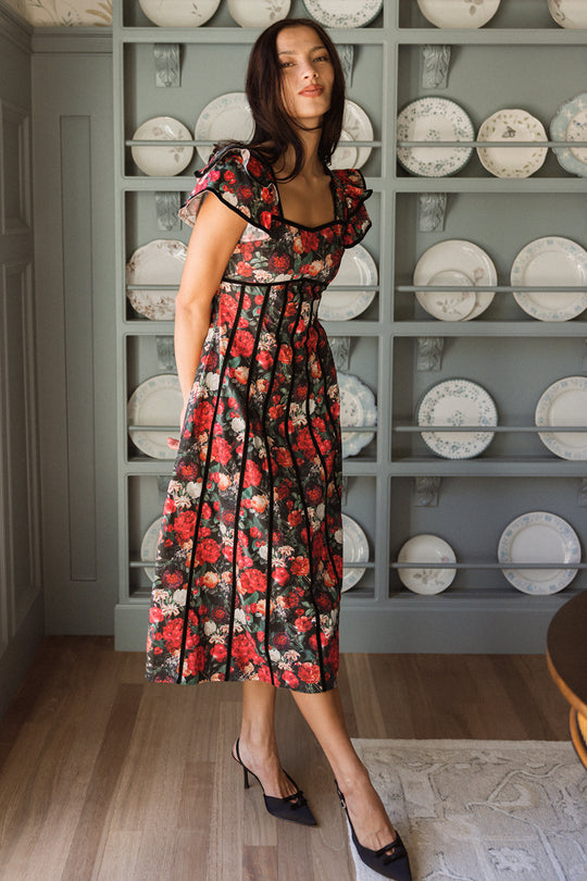 Mitzi Dress in Night Garden Roses