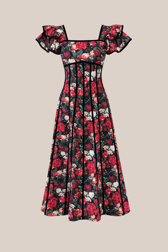 Mitzi Dress in Night Garden Roses
