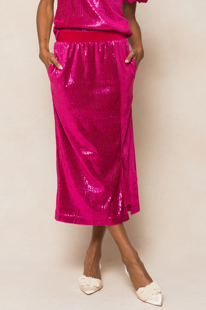 Monique Skirt in Pink Sequin