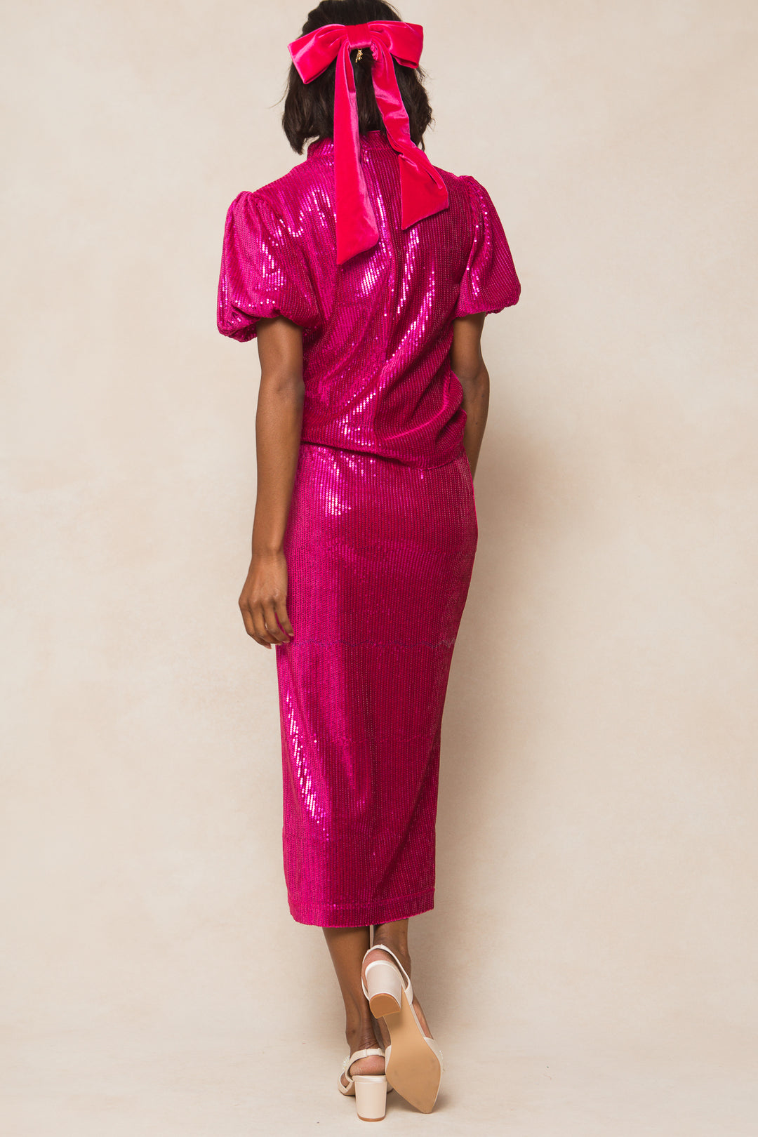 Monique Skirt in Pink Sequin - FINAL SALE