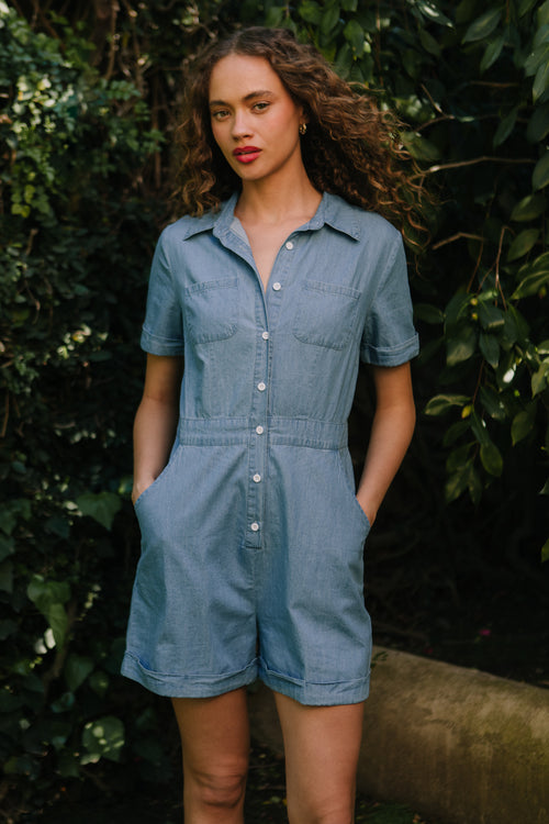 Natalia Romper in Chambray
