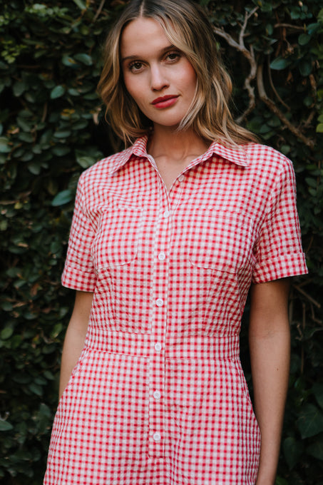 Natalia Romper in Red Gingham