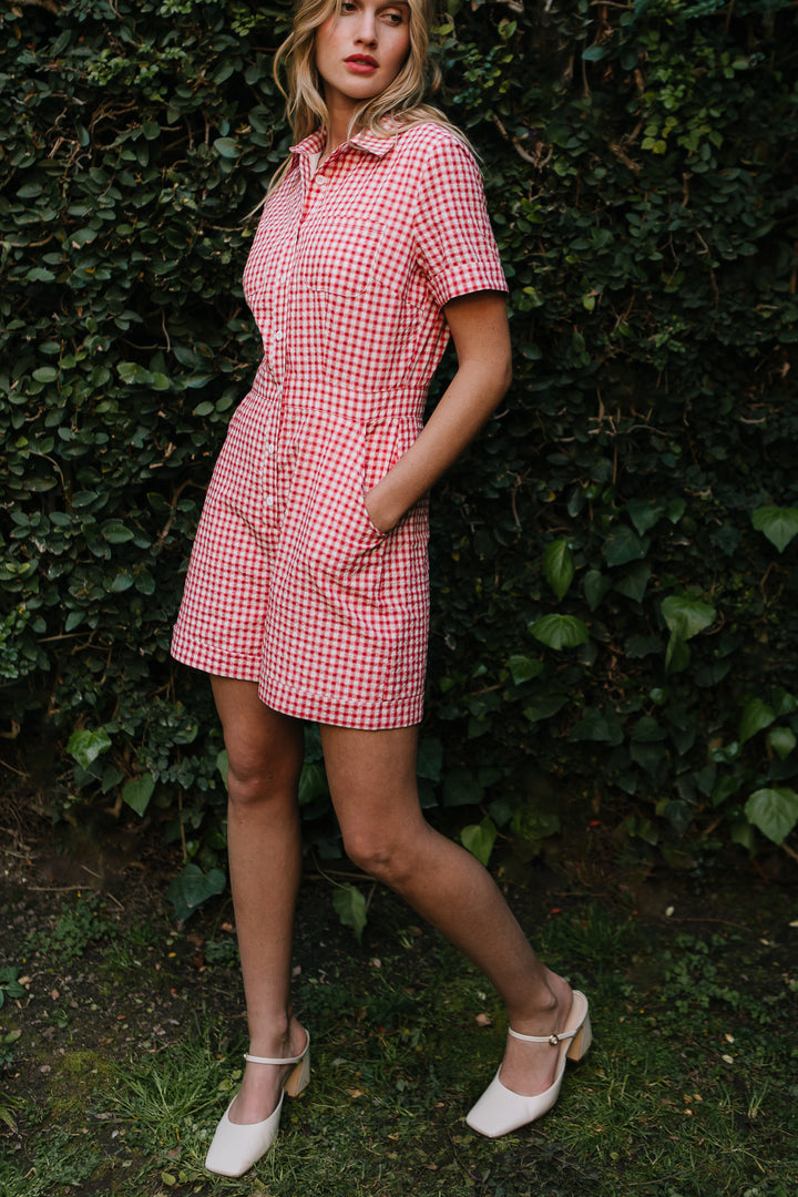 Natalia Romper in Red Gingham