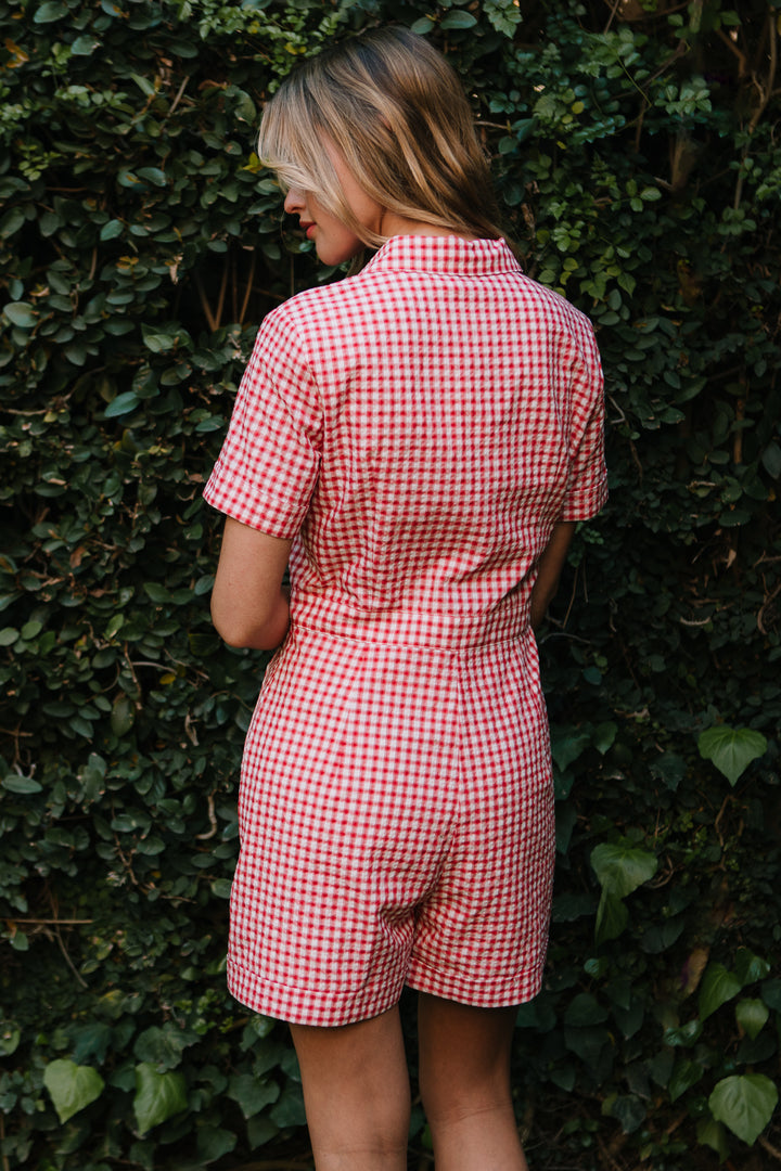 Natalia Romper in Red Gingham