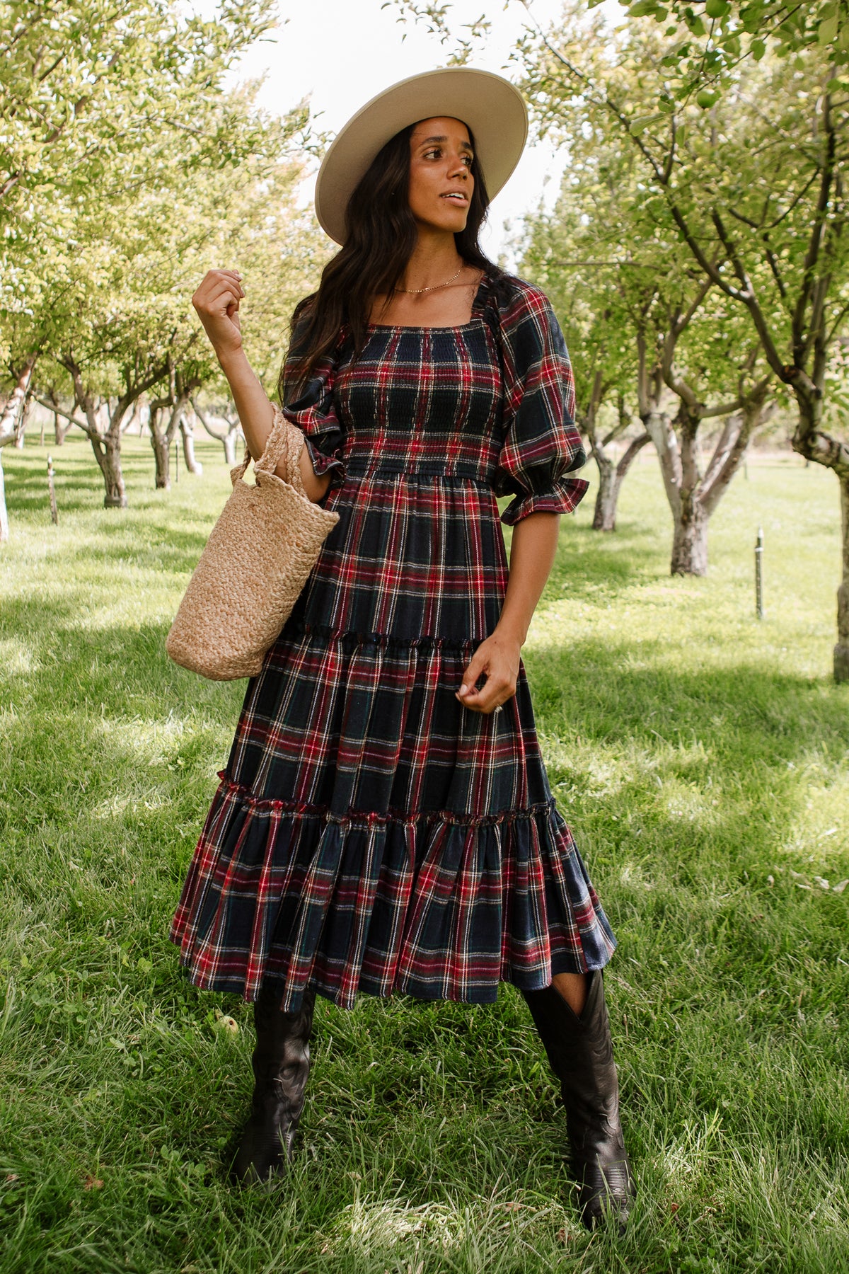 Madeline Dress in Navy Plaid – Ivy City Co