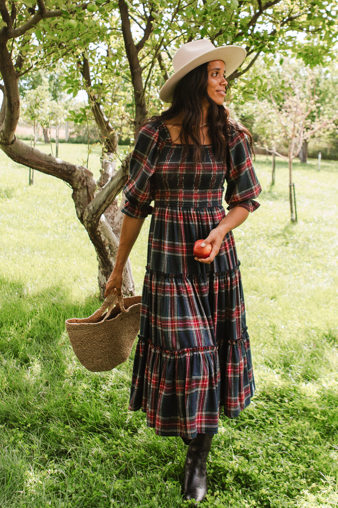 Madeline Dress in Navy Plaid